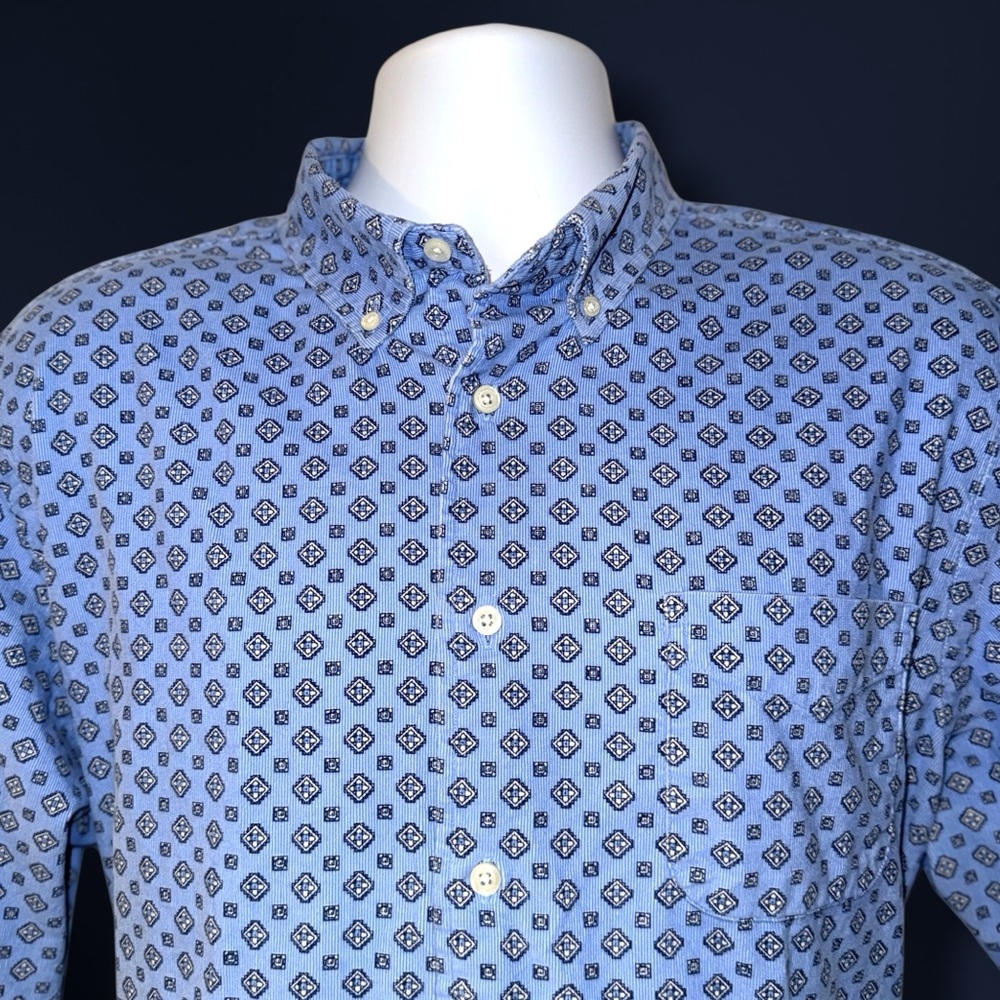 Daniel Cremieux Men’s XL Long Sleeve Button Down Shirt Blue Geometric Print